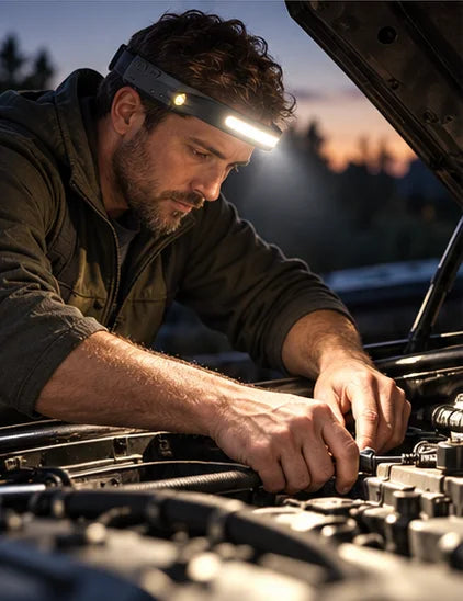 Under the bonnet at dusk – both hands free
