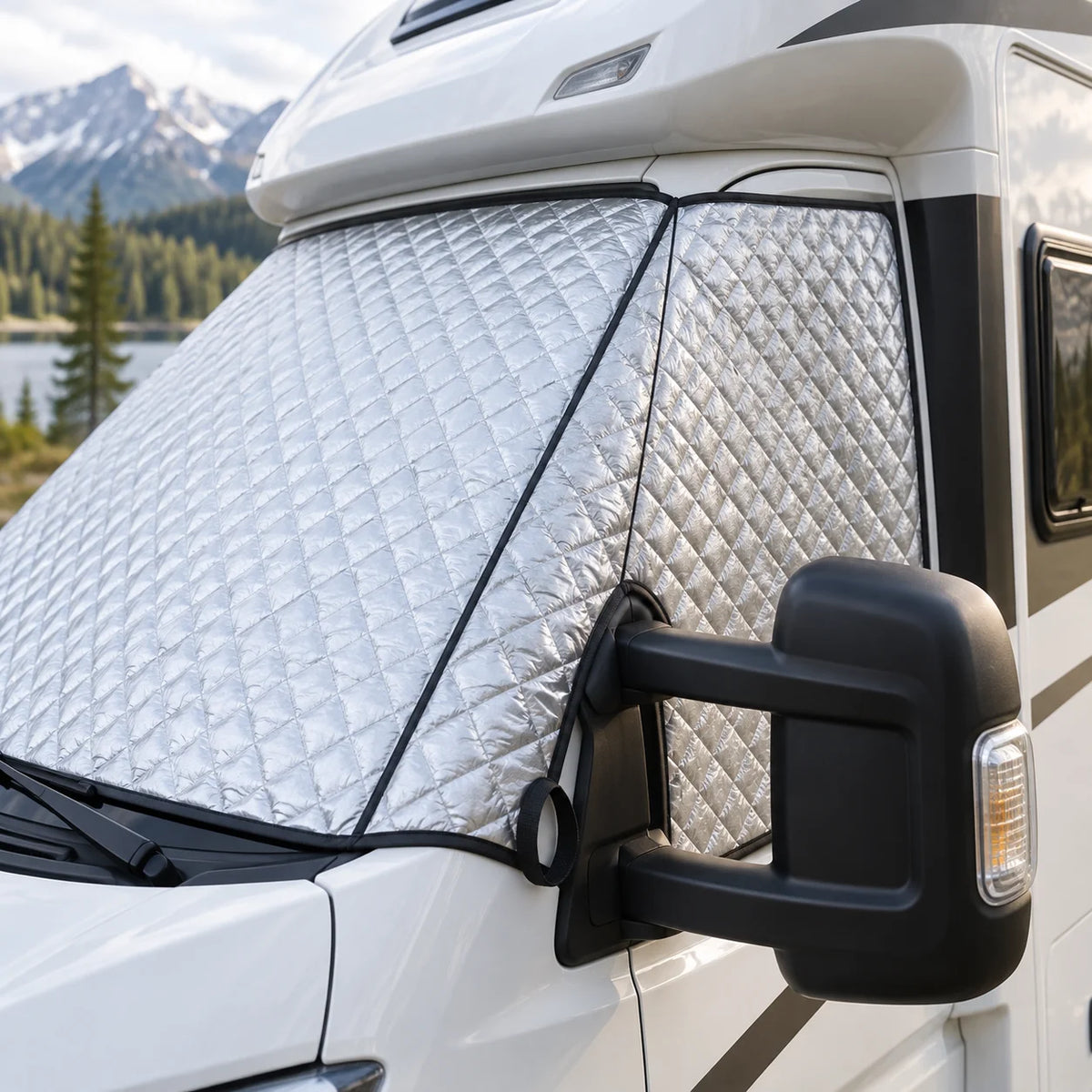 Motorhome thermal screen cover – external and blackout, 211 × 171 cm